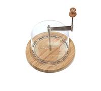 COOK CONCEPT - KD3160 - Racloir Tête de Moine Girolle Manivelle Fromage et sa Cloche Plastique Transparent Bois Acier Inoxydable, Facile à utiliser, 18,6 x 24,5 cm