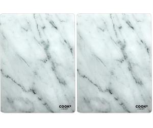 Cook Concept KD3348 Planche à découper rectangulaire Verre trempé Effet marbre Blanc et gris H0,4 x 30 x 40 cm (Lot de 2)