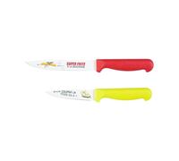 COOK CONCEPT - Kd5867 - Couteaux de Cuisine Décorés en INOX - Ensemble de 2 - Office et Universel - Pratiques et Ludiques - Parfaits pour Les Chefs - Rouge et Vert - Taille Standard