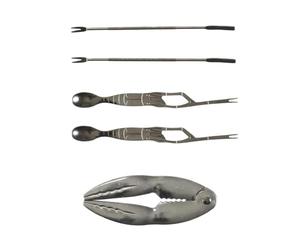 COOK CONCEPT - KU0011 Coffret 5 Ustensiles de Cuisine pour Crustacés - Ergonomique - Finition Élégante - Facile À Nettoyer - Taille Unique - Couleur Gris