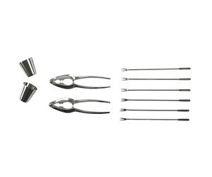 COOK CONCEPT - KU6098, Set de Dégustation Fruits de Mer 10 Pièces, Ustensiles à Crustacés en Acier Inoxydable, avec Pinces et Fourchettes, 17,5 x 4,6 x 26 cm, Argenté
