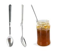 COOK CONCEPT - KU6317 Cuillères Long Manche INOX pour Confiture - Adaptées au Rebord des Pots - Lot de 2 - Dimensions : 19 x 3 x 2,5 cm - Couleur : Gris