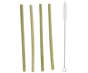 COOK CONCEPT - KV7271 Paille en Bambou Réutilisable pour Cocktails - Conçu pour Boissons et Smoothies - 4 Pièces avec Goupillon de Nettoyage - Longueur 22 cm - Taille Unique - Naturel