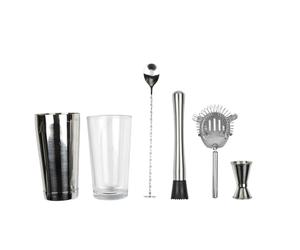COOK CONCEPT - KV7348 Set Cocktails 5 Accessoires avec 50 Recettes - Design Élégant Acier Inoxydable - pour Apéritifs et Soirées - 9 x 32 x 25 cm - Argent et Transparent