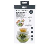 COOK CONCEPT Lot de 3 Couvercles en Silicone Extensibles Réutilisables | Lot de 3, silicone extensible, réutilisables, bols casseroles plats, format 30x30 cm, lavables, écologiques, transparent