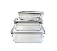 COOK CONCEPT Lot de 3 Plats en Verre Four Couvercles Hermétiques Clips | Lot de 3, verre résistant 210°C, couvercles à clips hermétiques, four micro-ondes congélateur, gigogne, 0,35 à 1,8 L