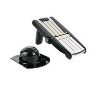 COOK CONCEPT Mandoline en Acier Inoxydable 3 Épaisseurs Pied Pliable Noir | Acier inoxydable, mandoline, 3 épaisseurs 3 à 9 mm, pied pliable, lames intégrées, légumes fruits, format 23,5 cm, noir