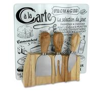 COOK CONCEPT - KA1732 Plateau à Fromage avec 3 Ustensiles, Support Aimanté en Bois, INOX et Verre, Design Innovant, Dimensions H22 x 4 x 21 cm, Couleurs Beige Gris Noir