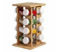 Présentoir à Épices - COOK CONCEPT - Rotatif - 16 Pots en Verre - Marron