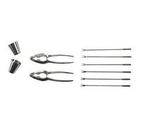 COOK CONCEPT Set de Dégustation Fruits de Mer 10 Pièces en INOX Argenté | Acier inoxydable, set 10 pièces, 2 pinces 6 fourchettes 2 pots, crustacés fruits de mer, format 17,5x26 cm, argenté