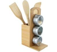 Cook Concept - Support à épices et 3 ustensiles en bambou Beige G