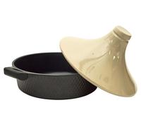 COOK CONCEPT : Tajine en aluminium moulé, compatible avec toutes les sources de chaleur, diamètre 28 cm, couleurs noir et beige