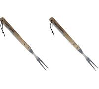 Cook’in Garden - Fourchette Essentiel en Inox avec Manche Bois FSC® 100%, Ustensile Résistant pour Barbecue et Plancha, Idéal Cuisine Extérieure, Accessoire Durable Jardin Terrasse (Lot de 2)