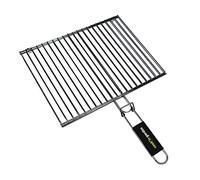 Cook’in Garden - Grille Double Rectangulaire, Dimensions 40 × 30 cm, Résistante aux Flammes et Hautes Températures, Manche Soft Touch, Grille Barbecue Extérieur Compatible Multi-Marques