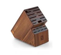Cook N Home Bloc de rangement universel en bois d'acacia sans couteaux, 20 emplacements pour couteaux de boucher pour un rangement facile de la cuisine