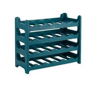 CookandSupply x TheWV Cave à Vin Plastique Modulaire Empilable, Casier Bouteilles Effet Cuir Martelé, 6 Bouteilles par Module, Étagère Range Bouteilles Gain de Place - Vert pétrole, 24