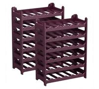 CookandSupply x TheWV Cave à Vin Plastique Modulaire Empilable, Casier Bouteilles Effet Cuir Martelé, 6 Bouteilles par Module, Étagère Range Bouteilles Gain de Place - Rouge Bourgogne, 72