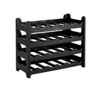 CookandSupply x TheWV Cave à Vin Plastique Modulaire Empilable, Casier Bouteilles Effet Cuir Martelé, 6 Bouteilles par Module, Étagère Range Bouteilles Gain de Place - Noir, 24