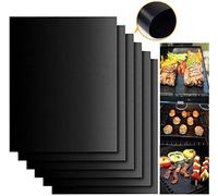 Cookey Lot de 5 tapis de cuisson anti-adhésifs résistants pour barbecue/grill à gaz, à charbon ou électrique 40 x 33 cm noir