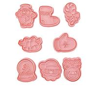 Cookie de Noël 3D, moule à biscuits de Noël 8 pièces/ensemble emporte-pièce 3D avec différents éléments pour pâte, pâtisserie, beignet, fondant, décoration gâteau en sucre, style 1
