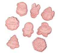 Cookie de Noël 3D, moule à biscuits de Noël 8 pièces/ensemble emporte-pièce 3D avec différents éléments pour pâte à pâtisserie, beignet, fondant, décoration gâteau en sucre, style 2