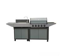 Cook'in Garden - Barbecue à gaz BURN 80 PREMIUM 5 brûleurs + évier | 5 brûleurs en inox, Robinet avec Sortie d'Eau, Fonctionne au Butane ou Propane