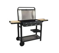 COOK'IN GARDEN Barbecue gaz FLAVO 76SC sur chariot - 4 feux - 10 kW - L 158×l 59×H 105 cm - Surface cuisson : L 76×l 40 cm - Noir
