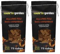 Cook'in Garden Fl200 Allume Feu Bois Compressé 100% Naturel X 72 (Lot de 2)