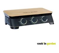 COOK'IN GARDEN Plancha gaz DUNE 70 - 3 feux - 6 kW - L 68,5×l 47×H 20cm - Surface cuisson : L 66,5×l 36,5cm - Noir