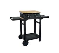 Cook'in Garden - Plancha Gaz sur Chariot Dune 60 SC, 2 Brûleurs Inox 4 kW, Plaque Fonte Émaillée, Bac Récupérateur de Graisse Amovible, Capot Inclus, Idéal 10 Personnes