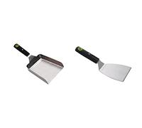 Cook'in garden Spatule Aimantée - Bords Relevés - Manche Soft Touch - Plancha/Barbecue Spatule INOX Aimantée - pour Barbecue et Plancha - Taille : Courte - Manche Soft Touch
