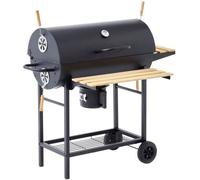 COOKING BOX MIKE – Barbecue au charbon – 115 x 66 x 106 cm – 2 grilles de cuisson en acier chromé – Surface de cuisson : 71 x 35 cm – Noir