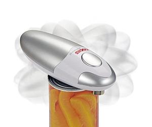 Cooks Professional Ouvre-boîte électrique | Ouvre-boîte automatique sans fil pour l'arthrite et l'arthrite | Fonctionnement mains libres | Design One Touch | Bleu Argent/Blanc