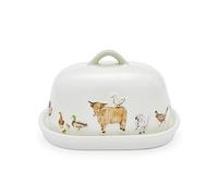 Cooksmart Beurrier en céramique de conception britannique avec couvercle | Grand beurrier pour tous les types de cuisines | Beurrier pour toutes les tailles de beurre - Buttercup Farm