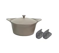 Cookut, L'incroyable cocotte grise 4,5l avec poignée en métal argenté et manique grise - 24cm