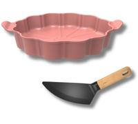 COOKUT, Le Formidable Plat à Tarte avec coupe tarte - dimension 29 cm - couleur Guimauve (Rose)