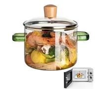 Cookware Faitout avec couvercle en verre Chauffage rapide Transparent | Faitout transparent pour cuisinière, sauce, soupe, pâtes, thé, thé, marmites, 1600 ml, transparent, chauffage rapide