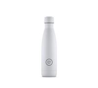 Cool Bottles - Bouteille en Acier Inoxidable - 500 ml - Mono White - 26,5 x 7 cm - Bouteille Isotherme - Boissons Froides 36 Heures Boissons Chaudes 18 Heures - Triple-Cool Technology - Sans BPA