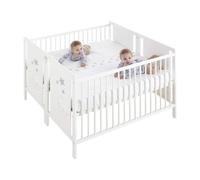 COOL · DREAMS L@s Gemel@s Berceau Jumeaux + kit de jumelage pour Dormir Ensemble 240x120 Blanc