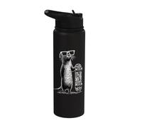 Cool Otter avec lunettes de soleil et planche à roulettes Motif animal amusant Stainless Steel Insulated Water Bottle