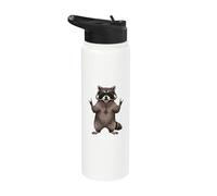 Cool Raccoon Rock On Rock n Roll Festival Metal Music Funny Stainless Steel Insulated Water Bottle