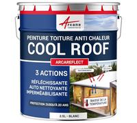 ARCANE INDUSTRIES Peinture Cool Roof Réfléchissante pour Toiture, Anti Chaleur et Anti UV, Réduction Température sous Toit, Blanche - ARCAREFLECT - 2.5 L Blanc