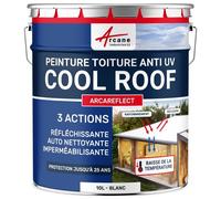 ARCANE INDUSTRIES Peinture Cool Roof Réfléchissante pour Toiture, Anti Chaleur et Anti UV, Réduction Température sous Toit, Blanche - ARCAREFLECT - 10 L Blanc