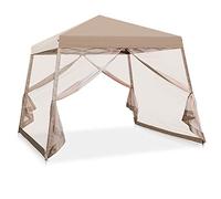 Cool Spot Tente d'auvent escamotable avec Pieds inclinés de 3 x 3 m avec moustiquaire (20 m² d'ombre) pour Une Personne - Abri Pliable d'extérieur instantané (Beige)
