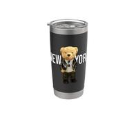 Cool Teddy Bear in New York NYC Illustration Graphic Designs Gobelet isotherme en acier inoxydable double paroi