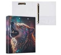 Cool Wolf Howling Classeur à 3 anneaux avec poches 3,8 cm pour école bureau enseignant