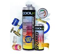 COOL5 recharge gaz de remplacement r134a, réfrigérant de remplacement r134a pour climatisation automobile - 1 boîte 5en1, 290 g + tuyau de mesure + rafraîchisseur + adaptateur LP HP + APC 500ml
