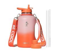 Coolflask Pichet à eau de 1,8 l avec poignée, bouteille d'eau isotherme de | Triple paroi sous vide en acier inoxydable cuivré, froid 48+ h, passe au lave-vaisselle, anti-fuite, sans BPA