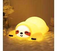 CoolGift Mart Cadeaux Paresseux, Rechargeable USB, Veilleuse Mignonne en Silicone Motif Animal, Contrôle Tactile et Minuterie, Convient pour l'Allaitement, la Lecture, le Travail, le Sommeil pour