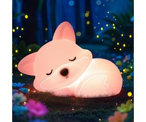 CoolGift Mart Veilleuse renard en silicone pour filles de 8 à 12 ans, lampe renard pour enfants, bébés, femmes, crèche, lumière animale avec contrôle tactile, minuterie et rechargeable par USB